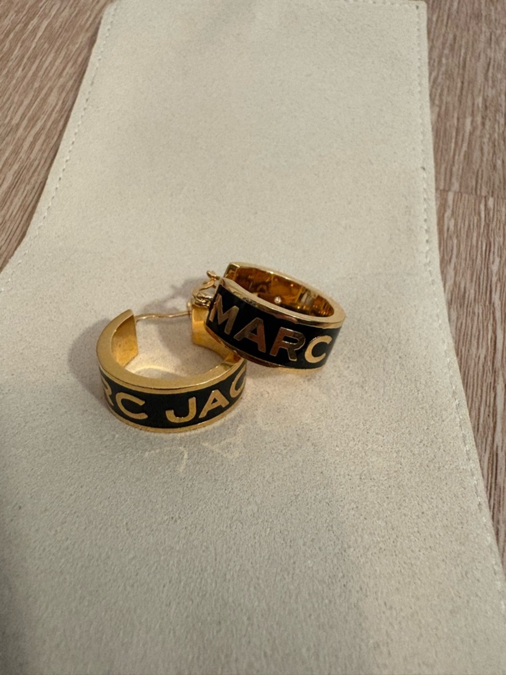 NWOT Marc Jacobs Button Logo Hoop Earrings